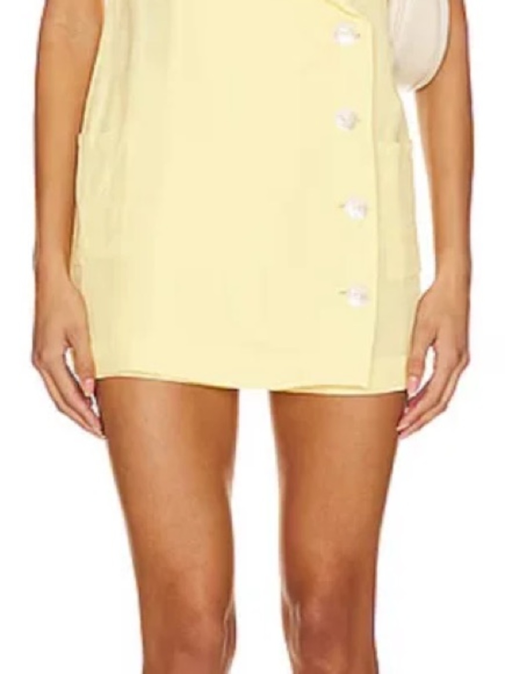 Mumu Yellow Double-Breasted Linen Blend Romper - Picture 4 of 4